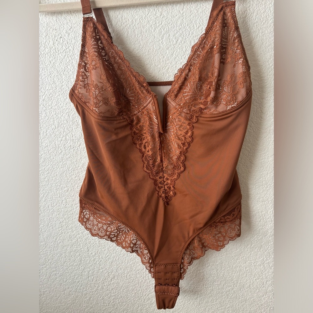 Lace Trim Thong Bodysuit NWOT